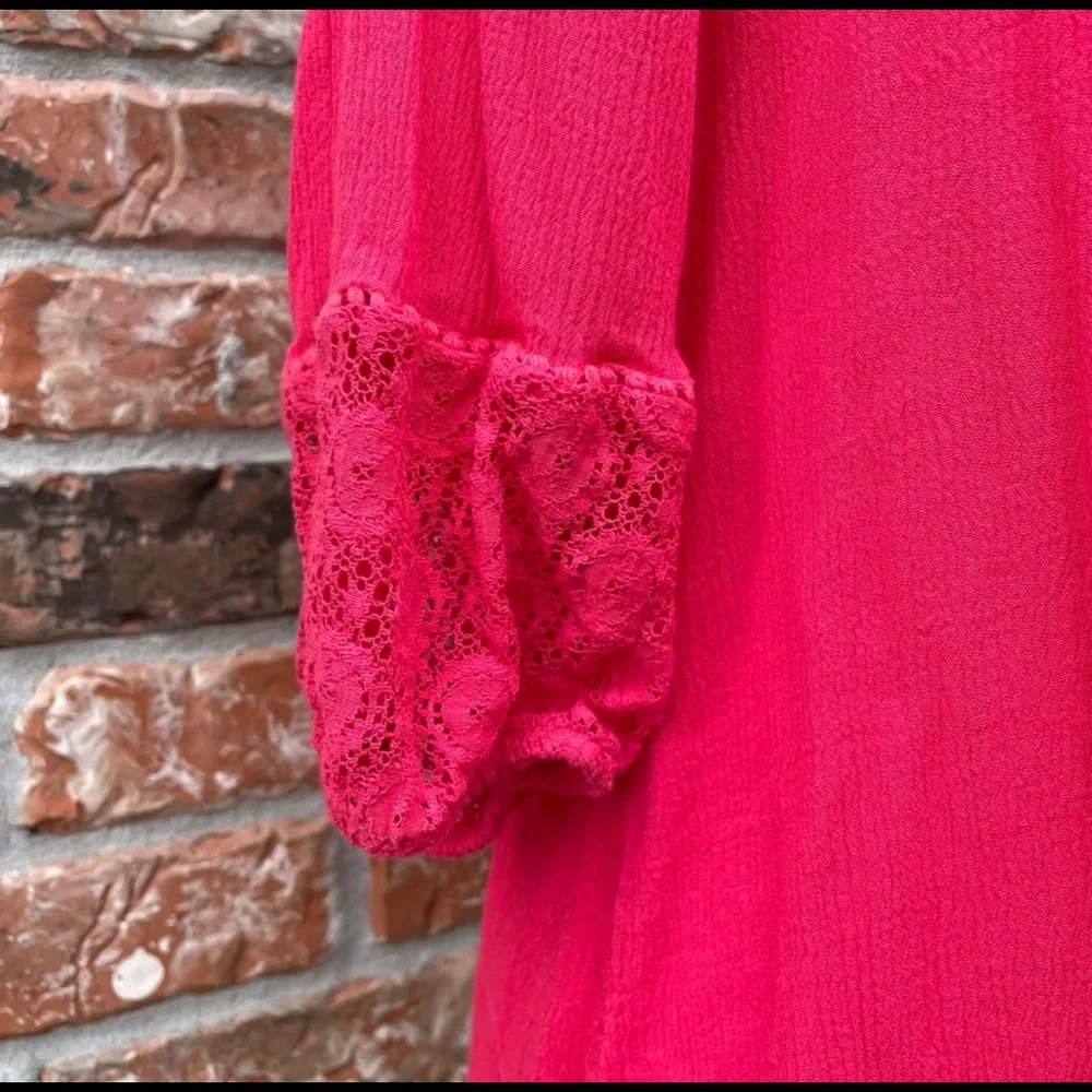 Anthropologie Figuroa & Flower hot pink lace floral top / S / EUC - Picture 3 of 10